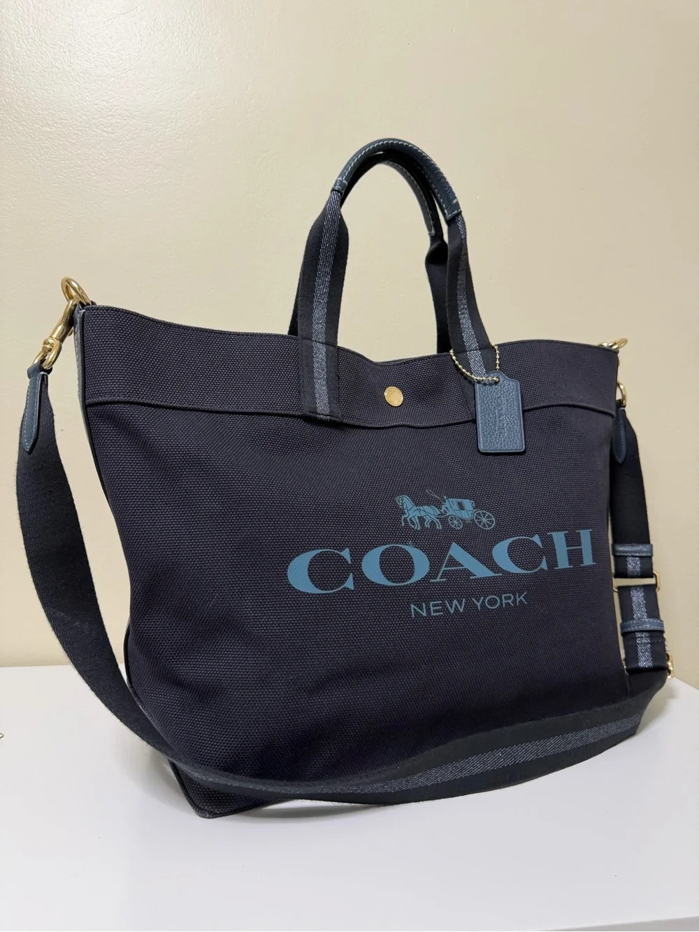 Coach Large 2 Way Canvas and Leather Tote Bag Style# F73195
